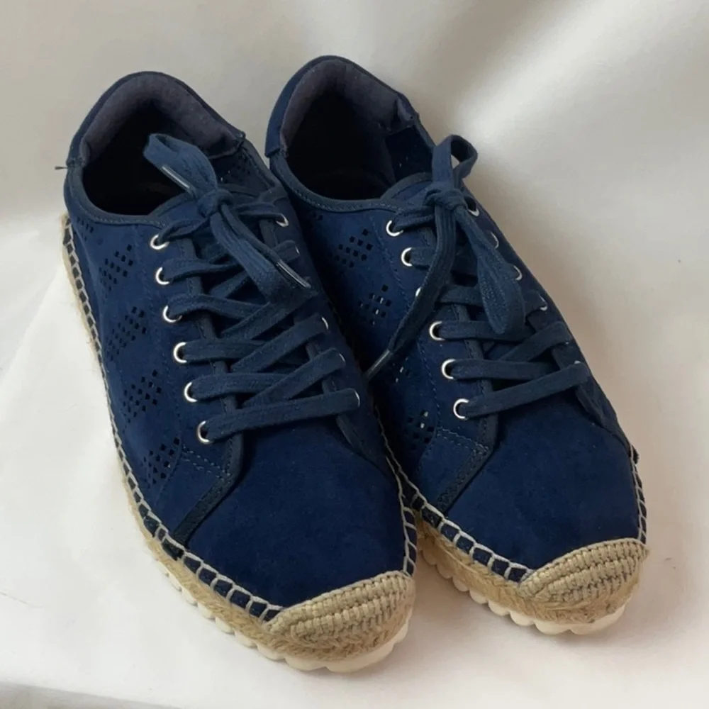 Marc Fisher Blue Baila Vegan Suede Espadrilles